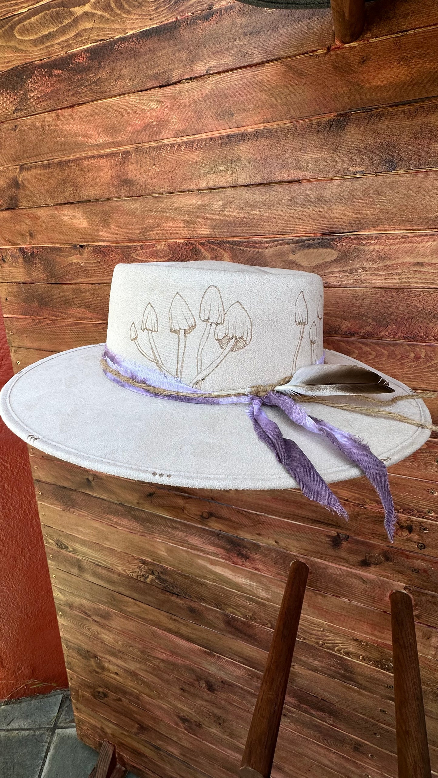 Unisex wide brim Fedora hat with designer hatband/ MEDIUM