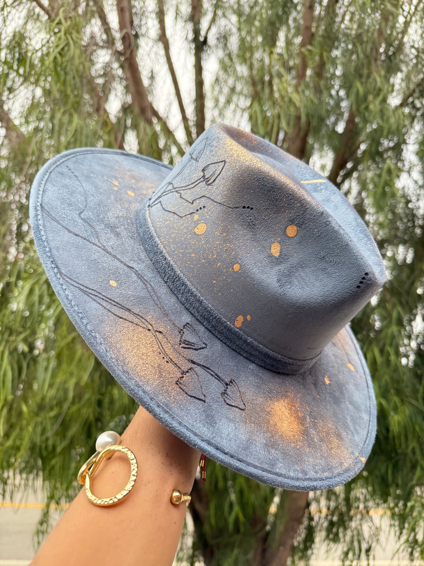 Art hat/ one-of-a-kind/fedora/ unisex hat/ widebrim fedora