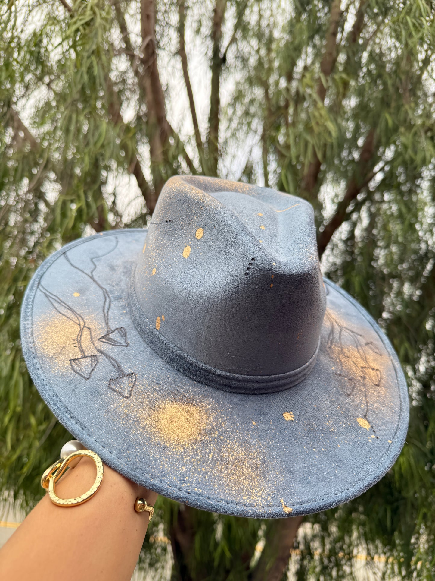 Art hat/ one-of-a-kind/fedora/ unisex hat/ widebrim fedora