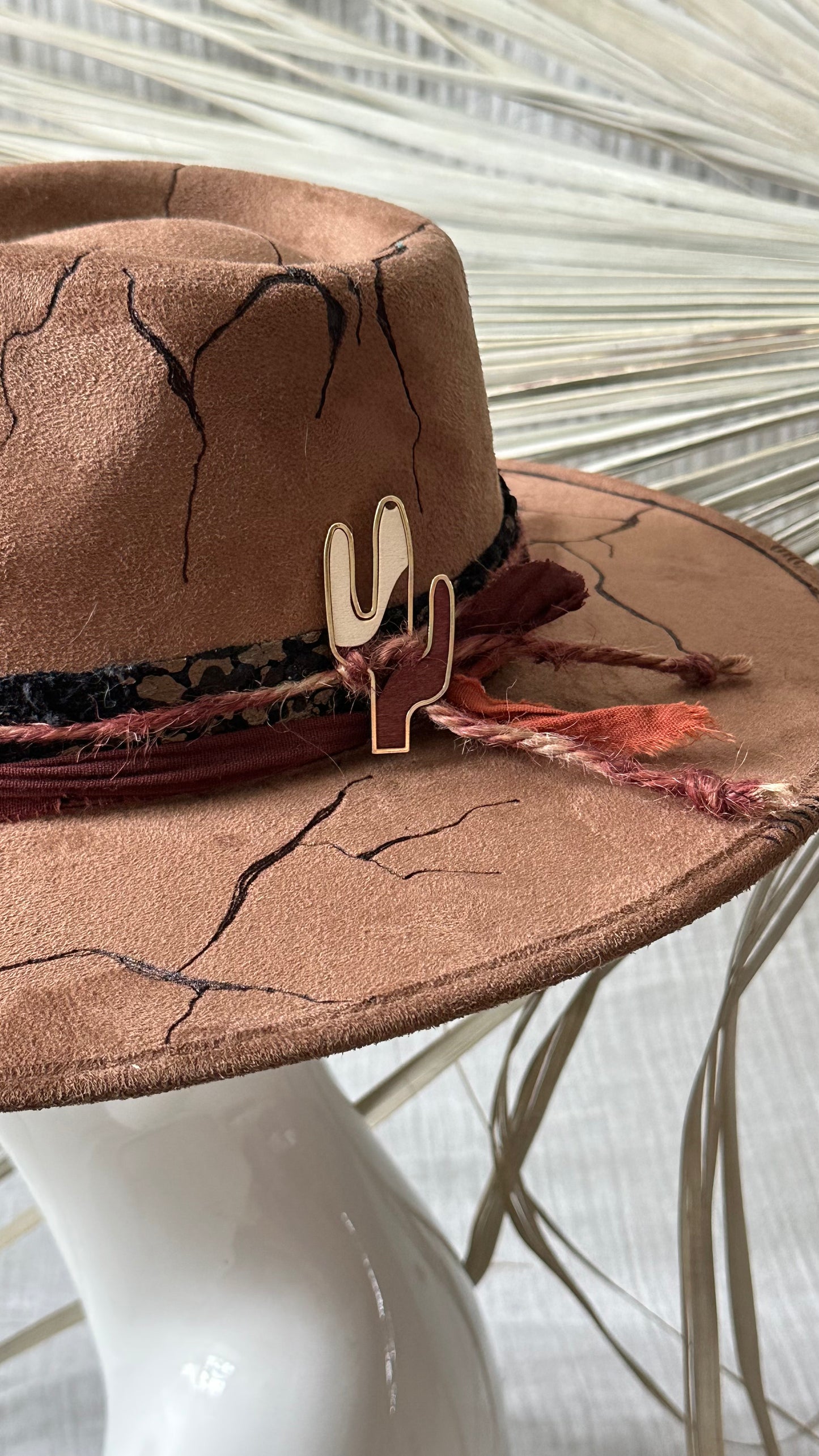 Unisex wide brim Fedora hat with designer hatband/ MEDIUM