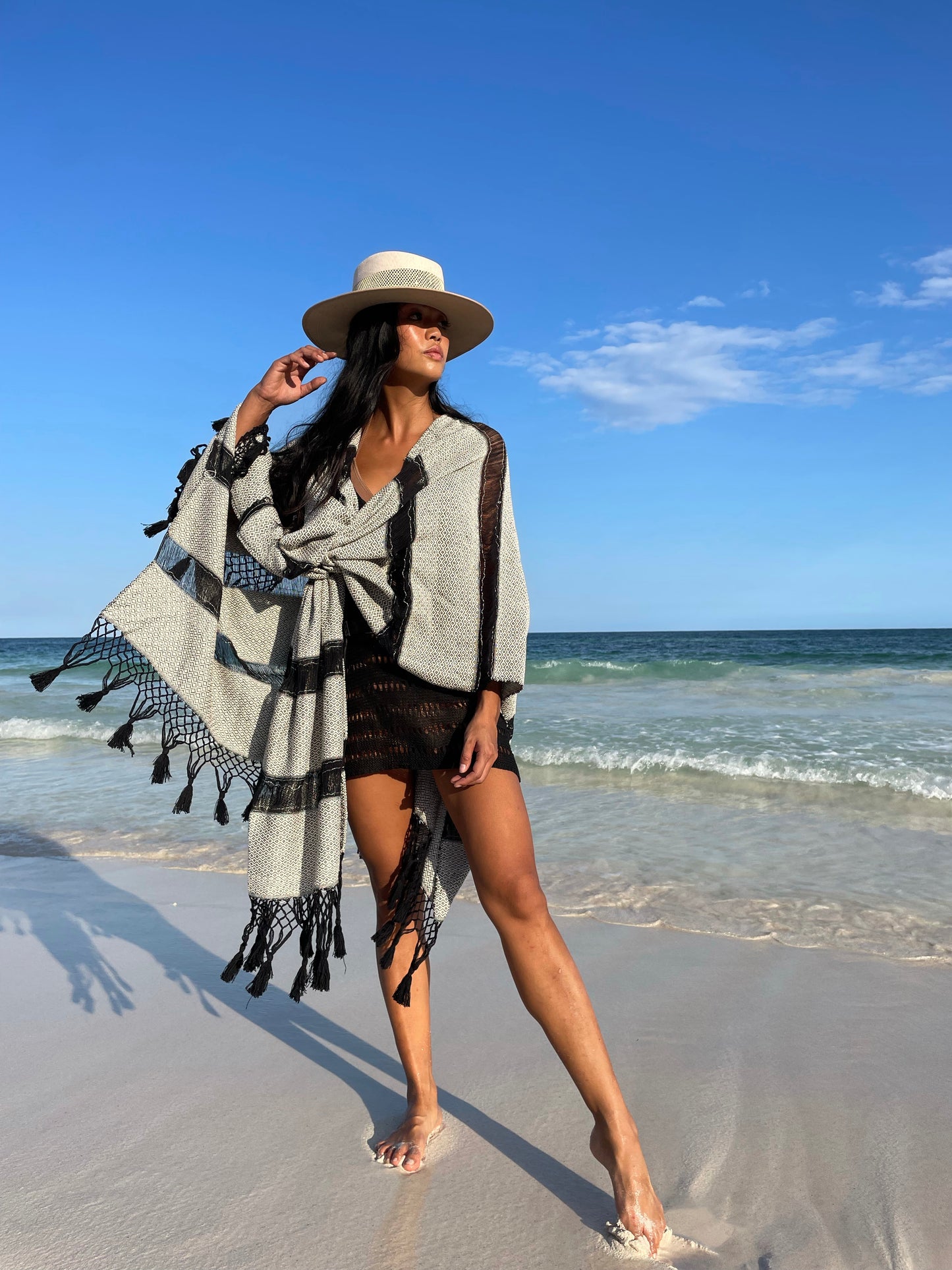 Poncho zebra fringe
