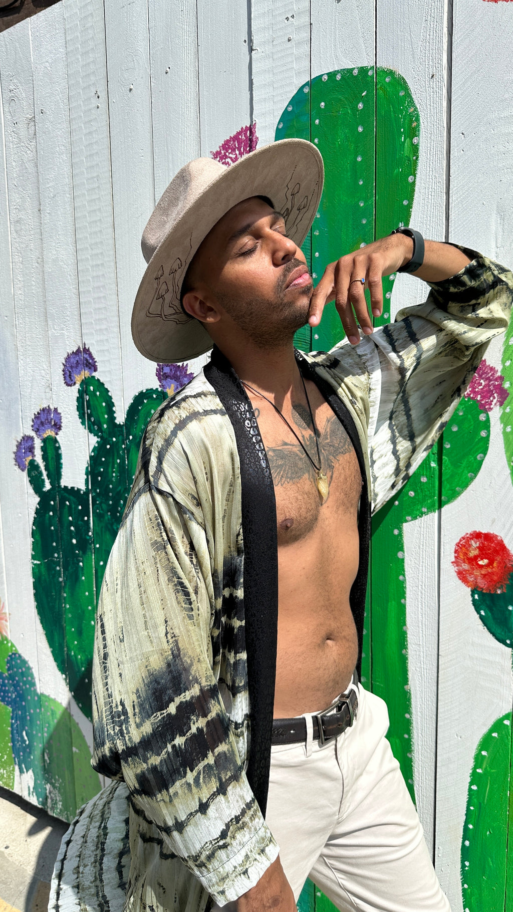 Algae Tide Chiffon kimono robe