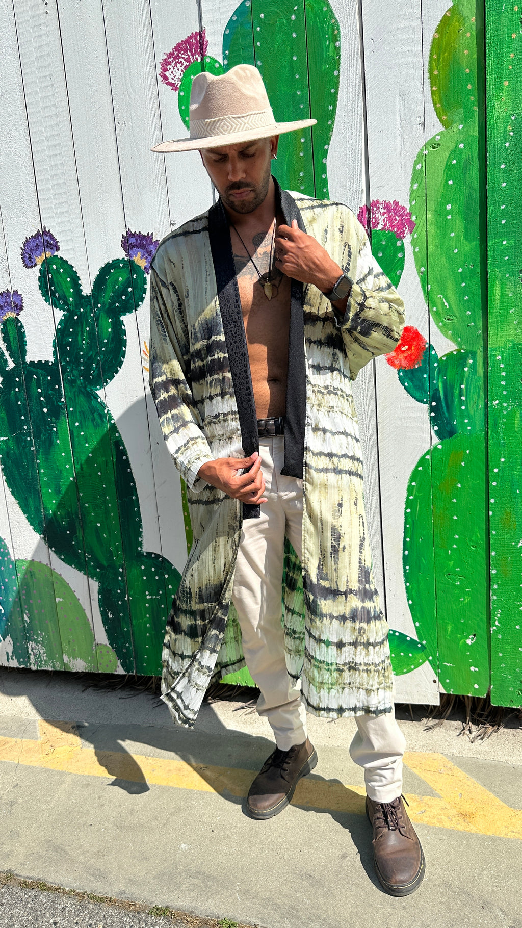 Algae Tide Chiffon kimono robe