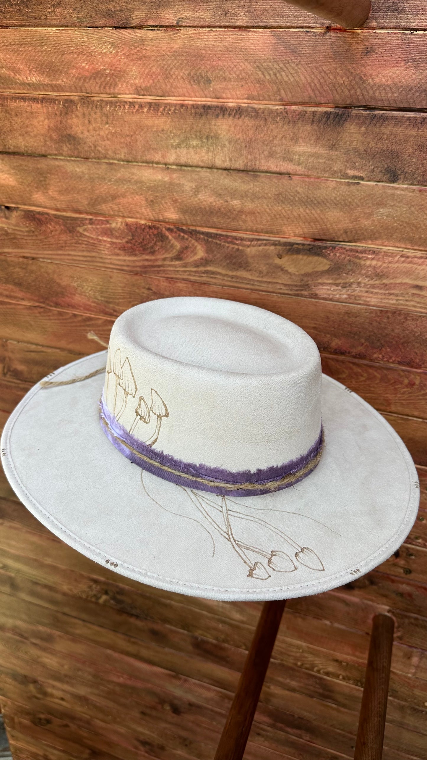 Unisex wide brim Fedora hat with designer hatband/ MEDIUM