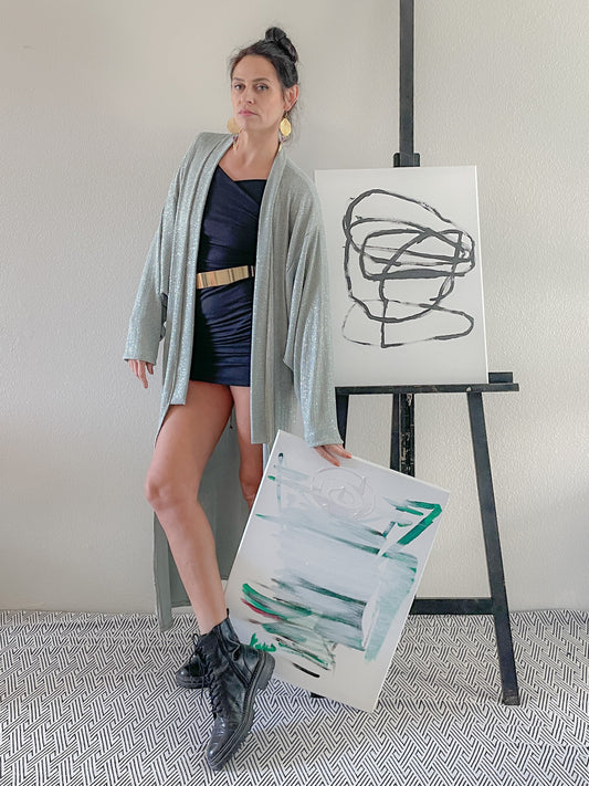 Turquoise silver unisex maxi robe